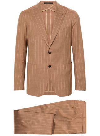 Tagliatore single-breasted striped suit - men - Virgin Wool/Silk/Cupro - 50 - Brown