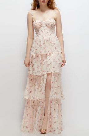 The Dessy Group Bustier Evening Gown in Coquette Floral Print at Nordstrom, Size 14