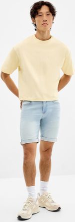 Only & Sons Mens Knit-like underside light-blue denim Bermuda Shorts