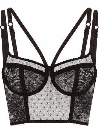 Dolce & Gabbana Top stile corsetto in pizzo - Nero