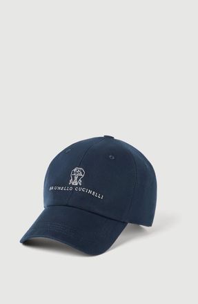 Brunello Cucinelli Garment-dyed twisted cotton gabardine baseball cap with embroidered logo in Navy Blue at Nordstrom, Size Xx-Large