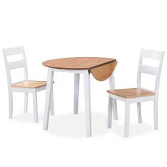 vidaXL Juego De Comedor De Mdf Y Madera De Caucho 3 Piezas Blanco Vidaxl