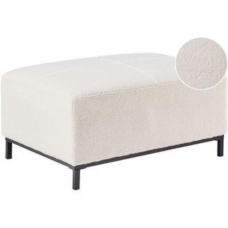 Beliani Otomana Rectangular Minimalista Reposapi&eacute;s Tapizado En Boucl&eacute; Blanco Moderno Oslo