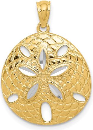 Diamond2Deal 14k Yellow Gold with White Rhodium Diamond-cut Polished S Dollar Pendant