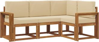 vidaXL Conjunto De Sof&aacute;s De Exterior 4 Uds. Natural Y Beige Vidaxl