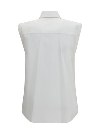 Brunello Cucinelli Embellished Collar Sleeveless Shirt - White