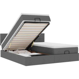 vidaXL Vidaxl - Estructura Cama Otomana Colchones Tela Gris Oscuro 180x200cm