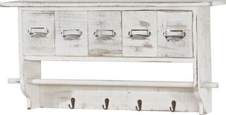 Hhg Hhg - Nunca Usado] Perchero 355, Perchero De Pared Estante De Pared, Vintage Con 5 Cajones 32x65x13cm, Aspecto Shabby, Blanco