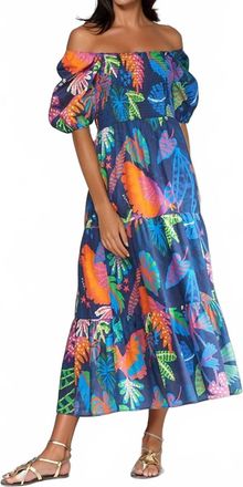 Vilagallo Tora Midi Dress In Blue Multi