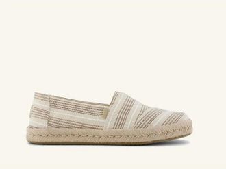 Toms Womens TOMS Alpargata Rope 2.0 in Natural brown metallic stripe - Cream - Size: 4