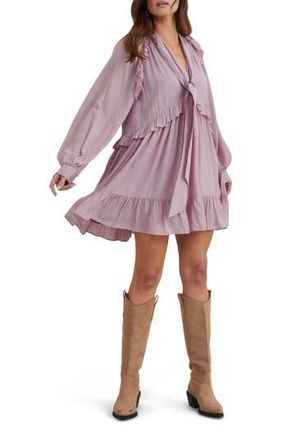 Nobody's Child Bohana Long Sleeve Ruffle Minidress in Purple at Nordstrom Rack, Size 10