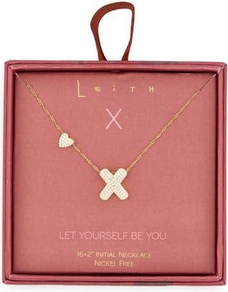 Leith Cubic Zirconia Heart & Bubble Initial Pendant Necklace in X- Clear- Gold at Nordstrom Rack