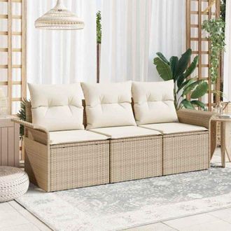 vidaXL Vidaxl - Conjunto De Sof&aacute; De Jard&iacute;n 3 Pcs Beige 196 X 62 X 85cm
