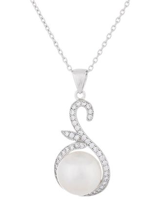 Splendid Pearls Silver 11Mm Pearl Cz Pendant