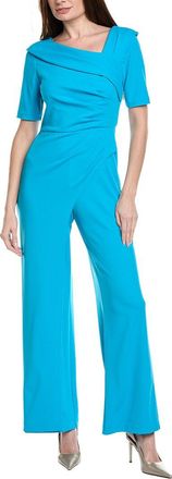 Adrianna Papell Asymmetrical Wide Leg Crepe Jumpsuit