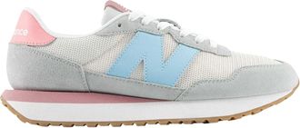 New Balance Dames 237 Classic su&egrave;de sneakers (Wit/blauw/roze)