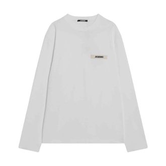 Jacquemus Tops, Heren, Wit, M, Katoen, Gros Grain Lange Mouw T-Shirt