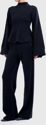 Parentezi Adeline Knitted Peplum Top In Black