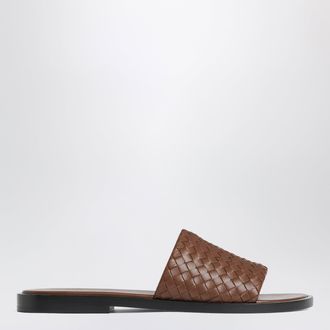 Bottega Veneta Mule Elio in pelle Intrecciata marrone