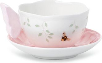 Lenox Butterfly Meadow Figural Pink Cup & Saucer