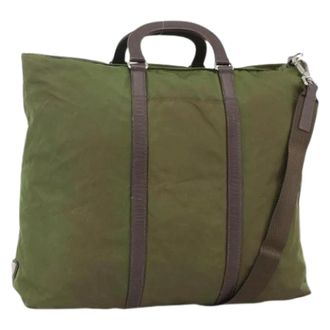 Prada Pre-owned Tote Bags, female, Green, Size: ONE SIZE Pre-owned Vintage Nylon Tote Bag