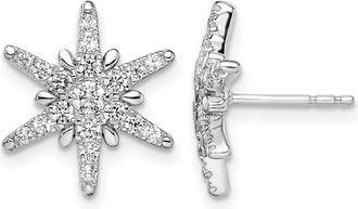Diamond2Deal 14K White Gold 0.60 ct Lab Grown Diamond Star Stud Earrings VS Clarity, G-H Color