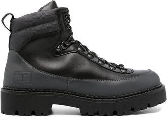Tommy Jeans panelled leather boots - men - Polyurethane/Fabric/Fabric/Calf Leather/Rubber - 43 - Black