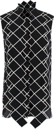 Oscar De La Renta Oscar de La Renta Black and White Geometric Silk Blouse Size XS