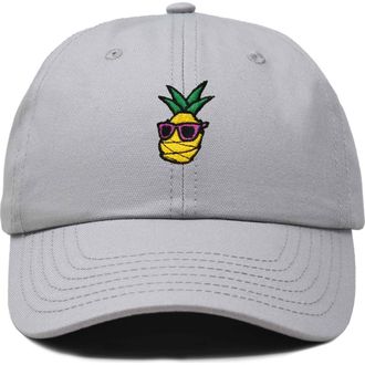 Dalix Pineapple Embroidered Dad Hat in Gray at Nordstrom