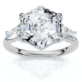 Pompeii3 Certified 3 1/2Ct Hexagon Diamond Engagement Ring 14k Gold or Platinum Lab Grown