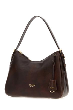 Prada Womens Dark Brown Leather Shoulder Bag Cacao Borse A Mano