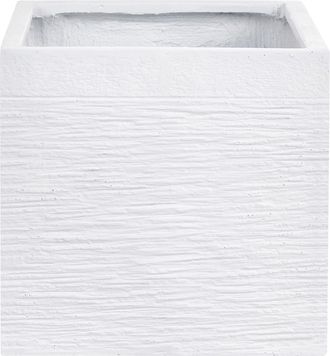 Beliani Maceta De Jard&iacute;n Para Exterior Geom&eacute;trica Cuadrada De Piedra 40 X 40 X 38 Cm Blanco Paros