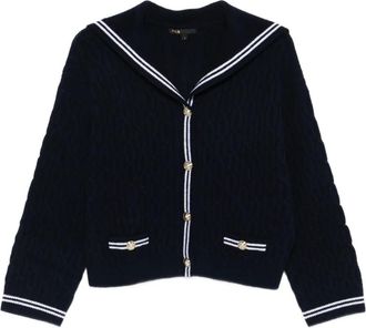 Maje cable-knit sailor-collar cardigan - women - Wool - 2 - Blue