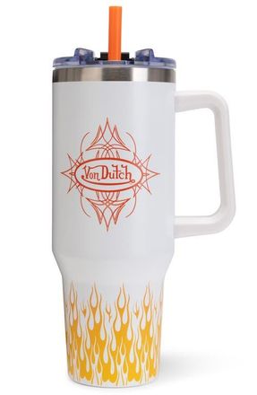 Von Dutch 40oz Double Walled Insulated Stainless Steel Tumbler in White City Of Angels at Nordstrom