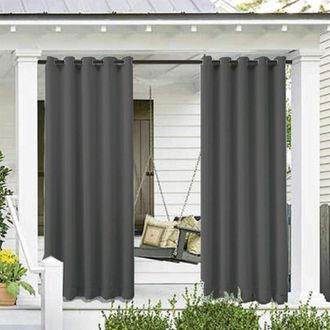 OEM Rideaux Occultants - 132x213 Cm - Polyester Haute Densit&eacute; - Pour Balcon Terrasse Pergola - 2 Panneaux