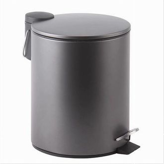 Trade Shop Trade Shop - Pattumiera Acciaio Pedale 3 Lt Bidone Cestino Spazzatura Bagno Casa Grigio 87451