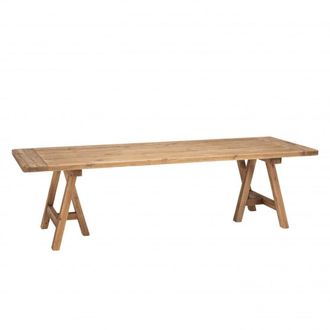 Macabane Mesa de comedor de madera de pino reciclada de 270x100 cm
