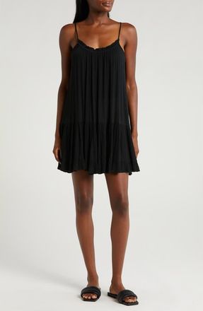 Elan Ruffle Trim Cover-Up Dress in Black at Nordstrom, Size X-Small