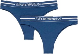 Emporio Armani Logo Taille Thong - Set van Twee - Dames - Onderbroek - Blauw - XL - Ondergoed