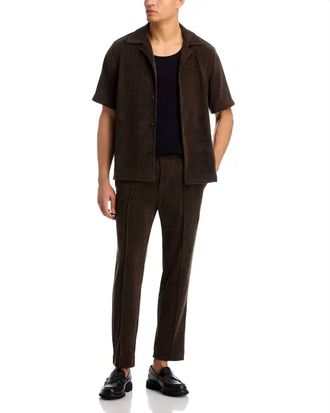 SIMKHAI Ralph Slim Fit Cuffed Corduroy Pants In Dark Olive