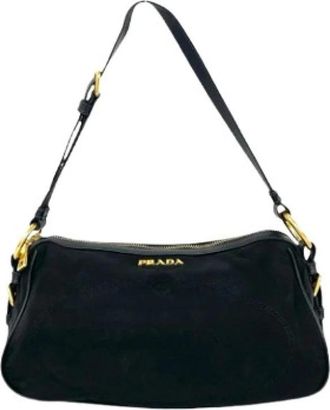 Prada Pre-owned Tessuto Saffiano schoudertas - Dames - Vintage Schoudertas - Zwart - ONE Size - Leer - Vintage