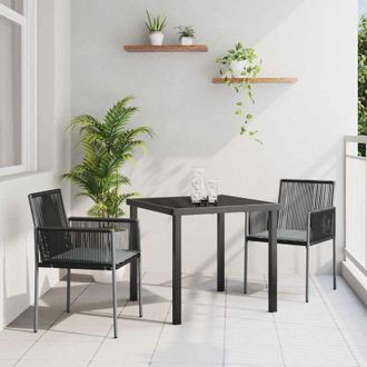 vidaXL Conjunto De Comedor De Jard&iacute;n 3 Pcs Negro Polirat&aacute;n Vidaxl