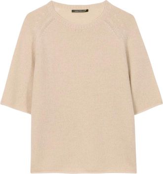 Luisa Cerano Cashmere-blend Trui - Dames - Ronde hals truien - Beige - L - Wol - Truien & Vesten