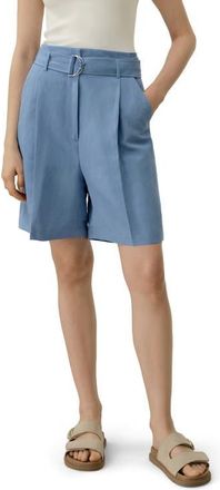 LilySilk Silk Linen Belted Shorts in Chambray Blue at Nordstrom, Size 10