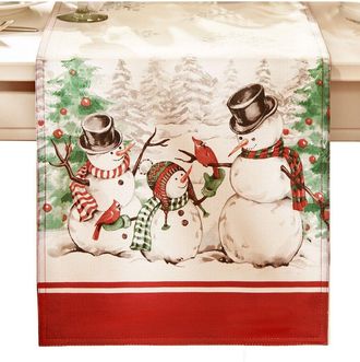Elrene Snowman Winterland Holiday Snowflake Table Runner