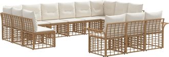 vidaXL Conjunto De Sof&aacute;s De Exterior 13 Uds. Natural Y Crema Poli&eacute;ster Vidaxl