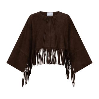 Dante6 Jassen, Dames, Bruin, ONE Size, Leer, Spencer Poncho