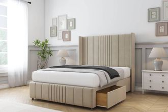 Sloomy Hargrave Coniston Divan Set No Drawers-54 Wingback-Footboard in Cream | Size: Single