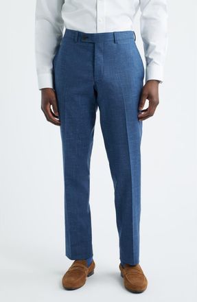 Jack Victor Patrick Tropical Wool, Silk & Linen Blend Pants in Blue at Nordstrom, Size 30