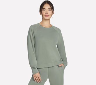 Skechers Rundhalspullover SKECHERS SKECHLUXE ELEVATE CREWNECK, Damen, Gr. XXL (50/52), gr&uuml;n (agave gr&uuml;n), Obermaterial: 53% Viskose, 39% Polyester, 8% Elasthan